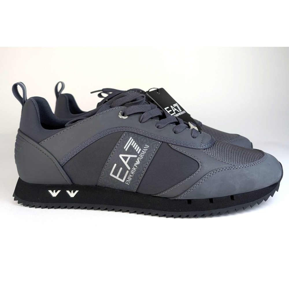 EMPORIO ARMANI EA7 Mens Size 10.5 Grey/Silver Shoes Sneakers X8X027 XK366 NEW